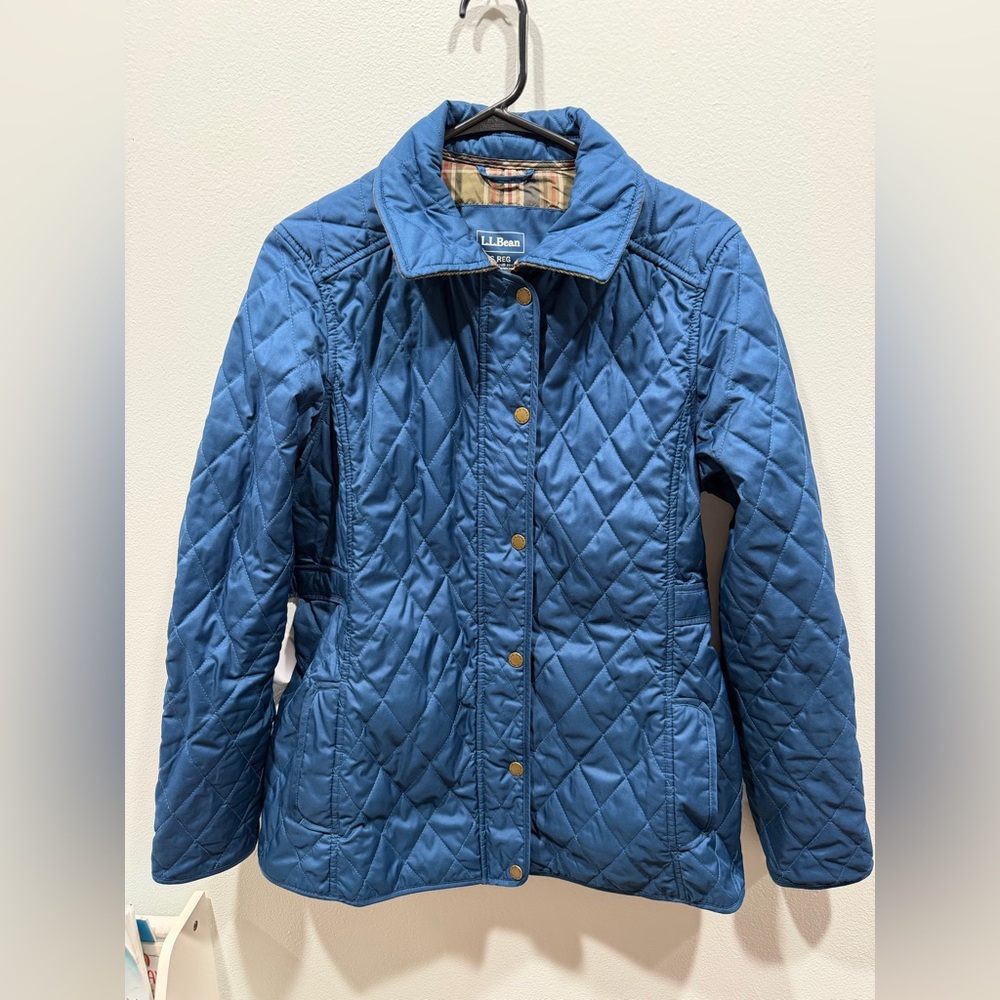 L.L. Bean Women's Blue Long Sleeve Front Pockets Riding Quilted Jacket Size S